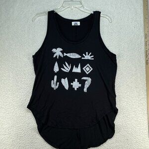 Old Navy Tank Top Women's Large Black Aztec Print Relaxed Loose Fit Tank Top